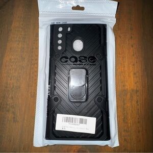 Samsung Galaxy A21 Phone Case W/ Impact Resistant Defender Metal Ring Kickstand